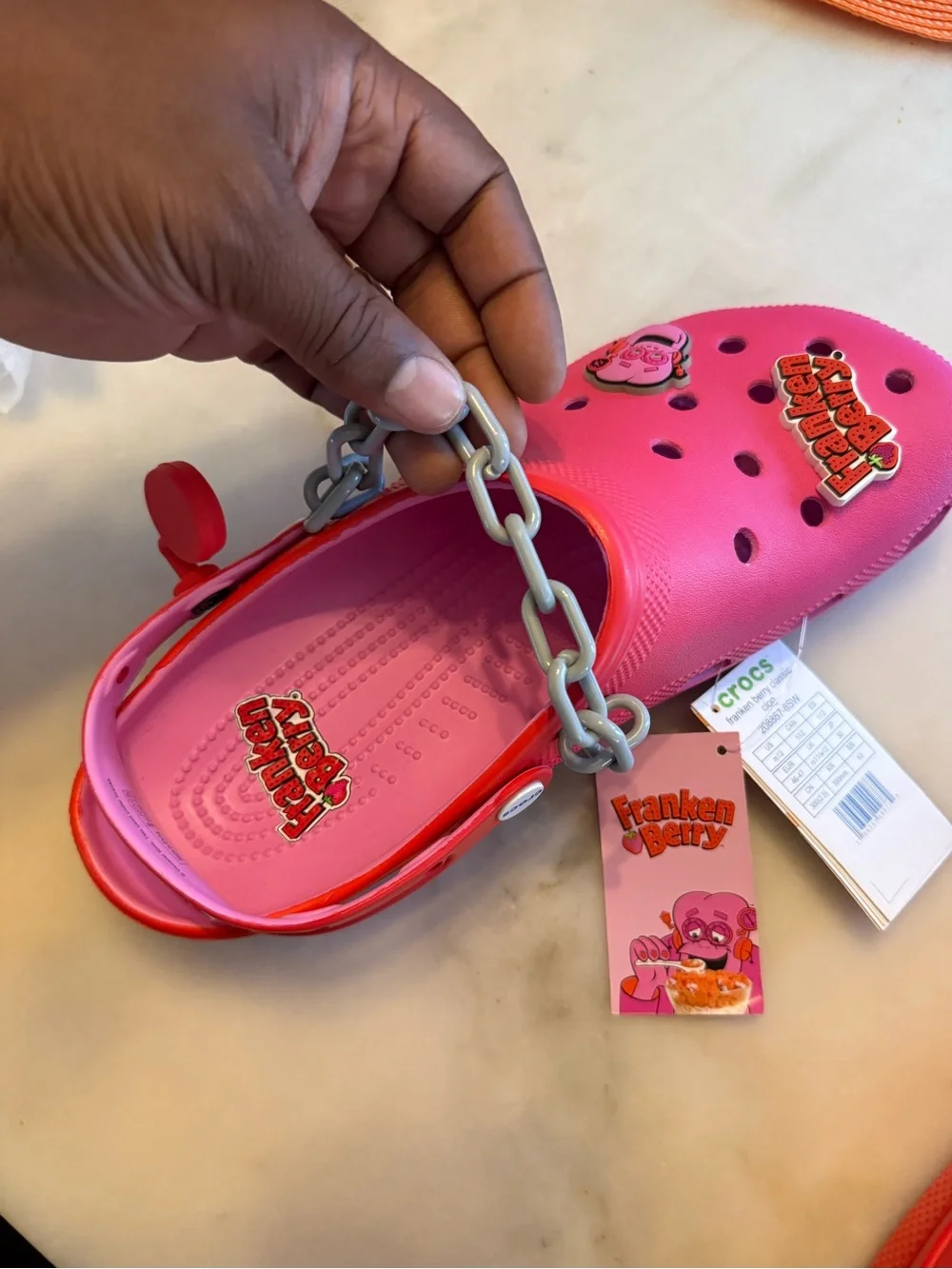 CROCS Franken Berry Pink Kids' Clogs with Charms